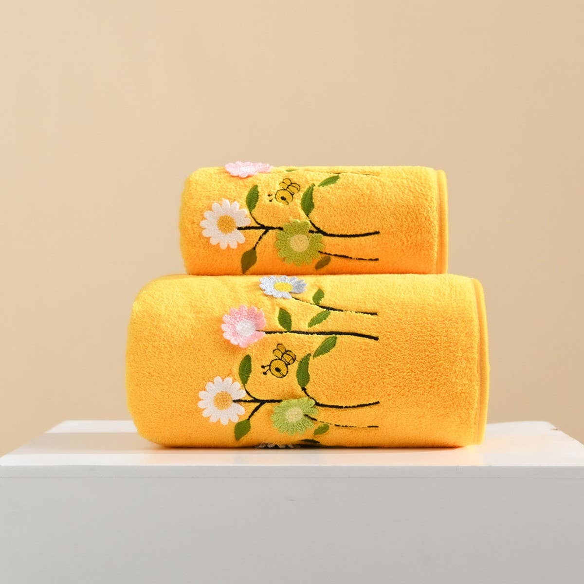 CORAL FLEECE FLOWER SQUARE TOWEL BATH TOWEL SET