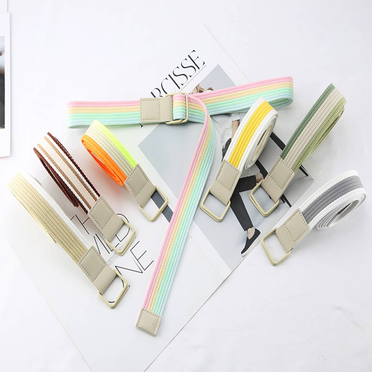 CWABE0948_STRIPED SIMPLE ALL-MATCH DOUBLE BUCKLE BELT