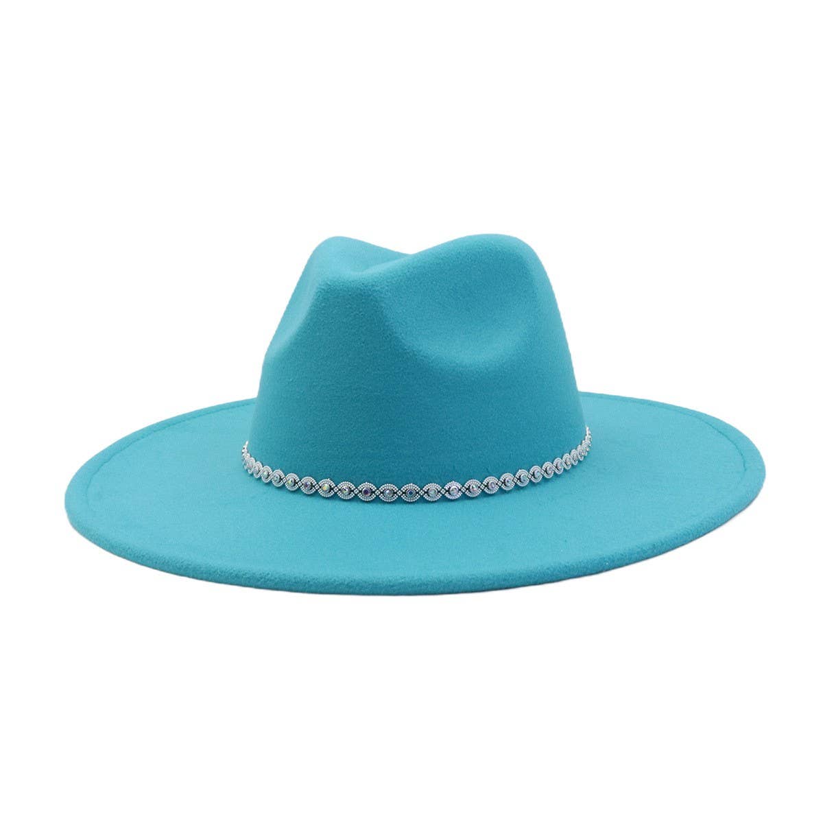 Heart Top Wide Brim Wool Blend Fedora Hat for All_CWAH04389