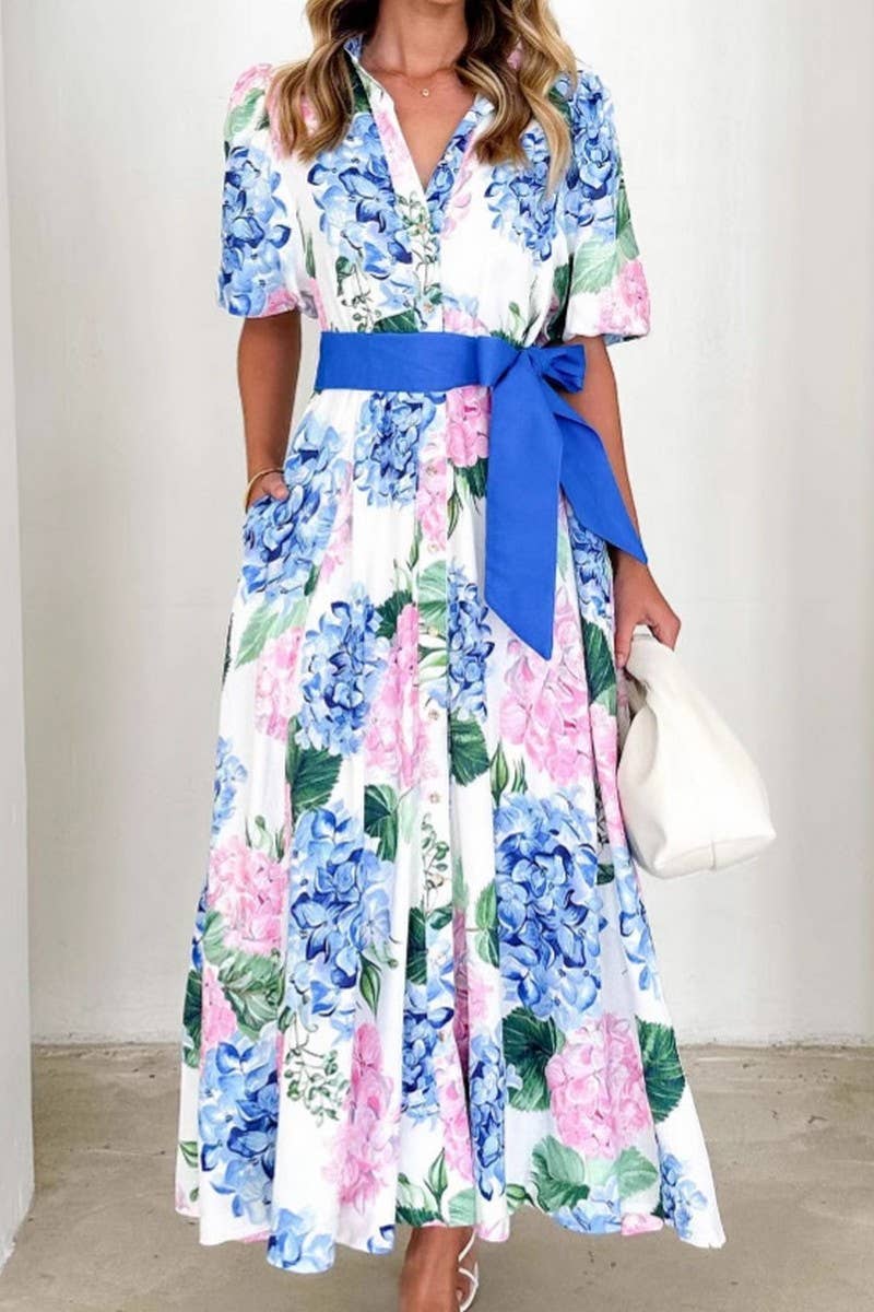 CWDMD5574_BOHO FLORAL PRINT BELTED A-LINE DRESS