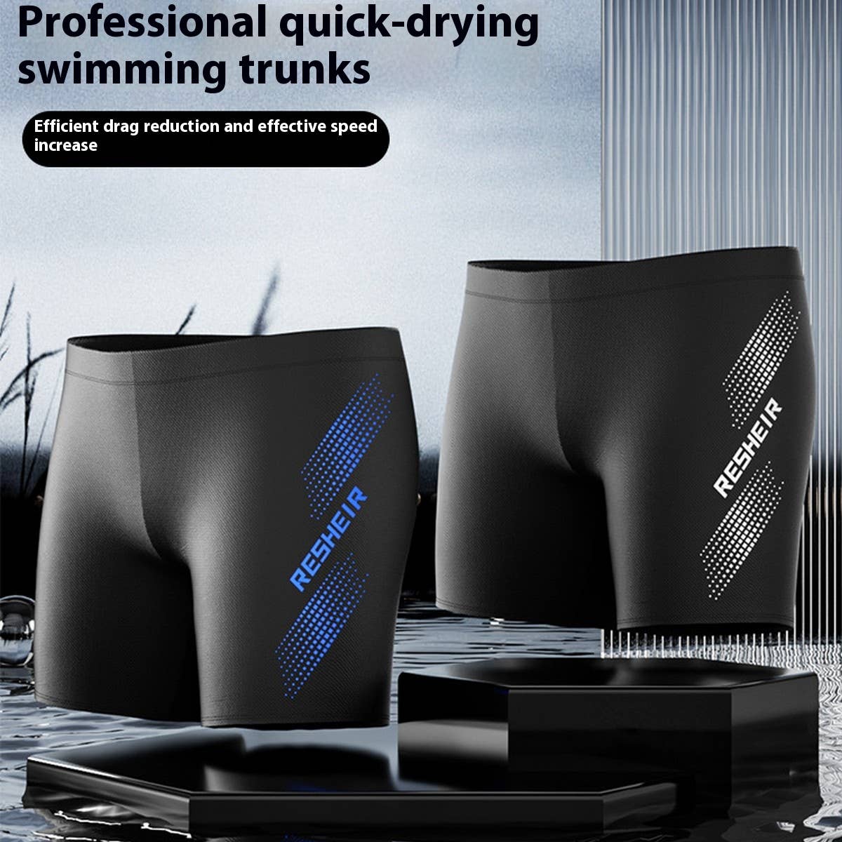 Men's High Waist Quick Dry Swim Trunks