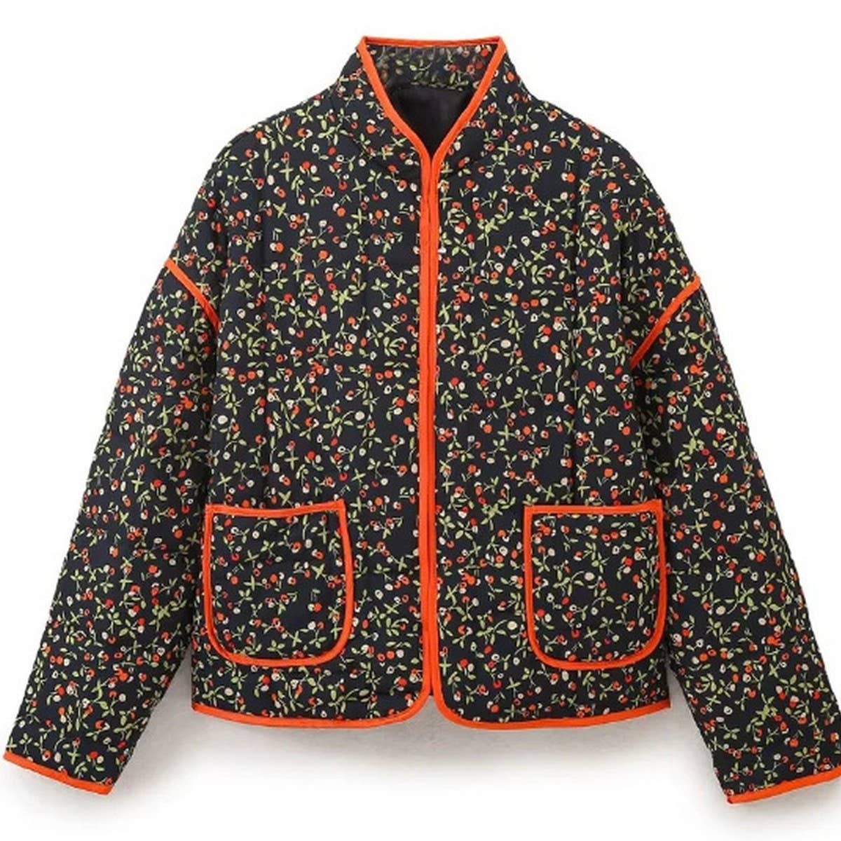 REVERSIBLE FLORAL LOOSE WARM QUILTED JACKETS