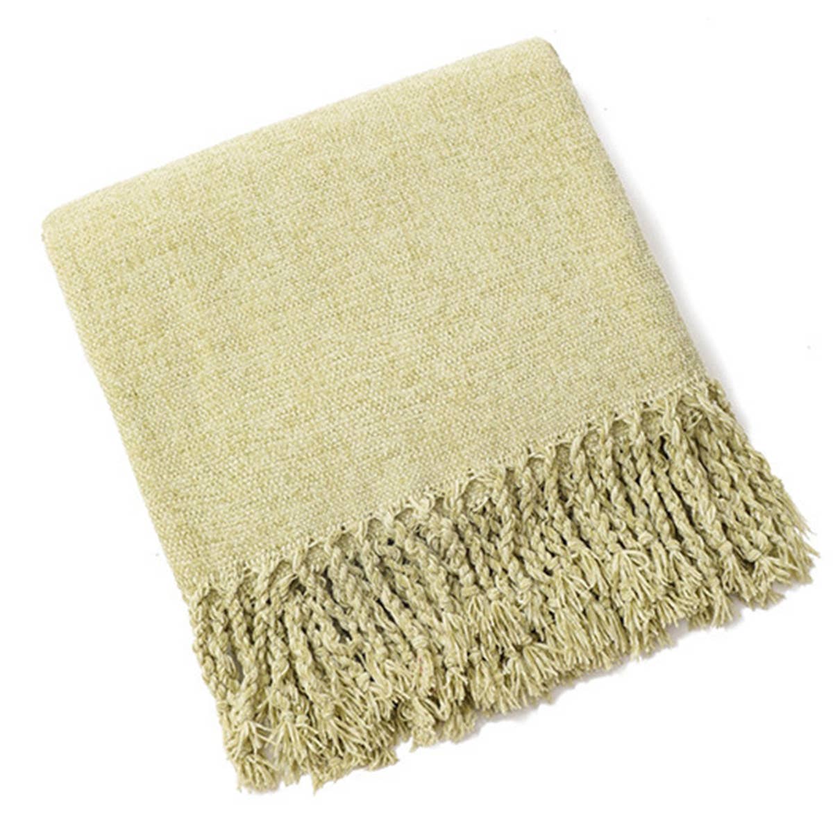 FRINGED SOFT AND WARM KNITTED BLANKET