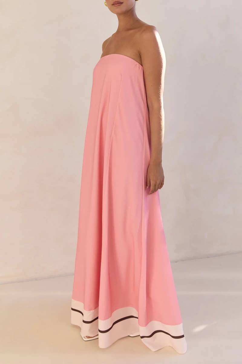 CWDMD5504_SUMMER SEXY STRAPLESS OFF-SHOULDER PRINTED DRESS