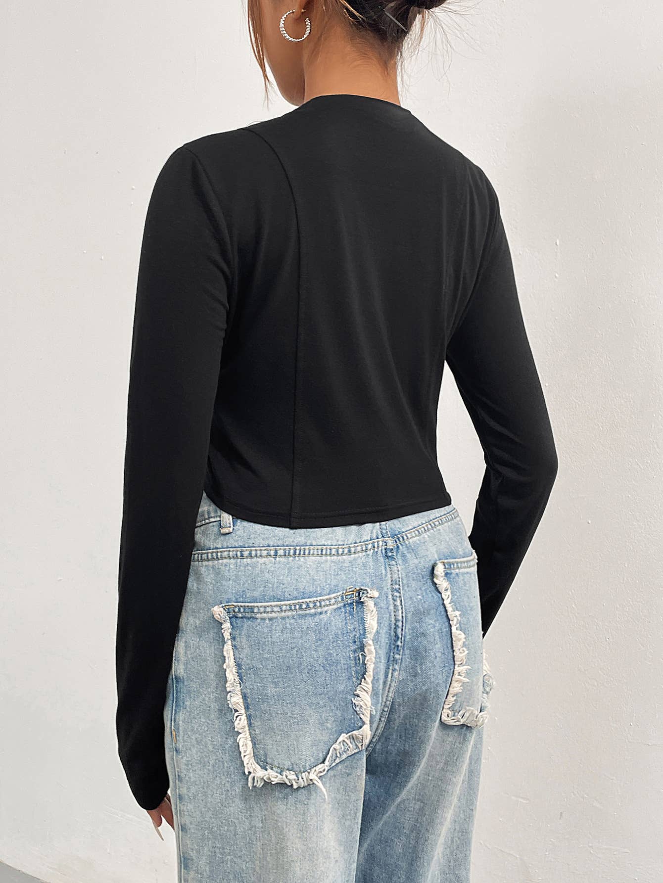 SLIM ULTRA SHORT HALF NECK LONG SLEEVE T-SHIRT