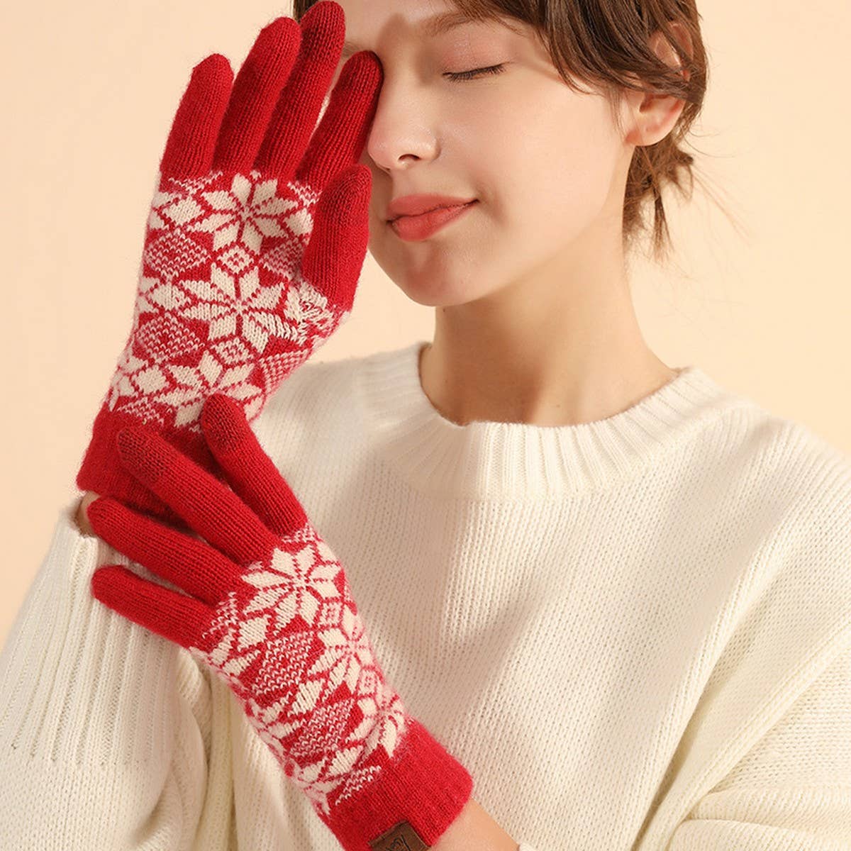 WINTER FESTIVE WARM TOUCH SCREEN BRUSHED GLOVES_CWAG0376