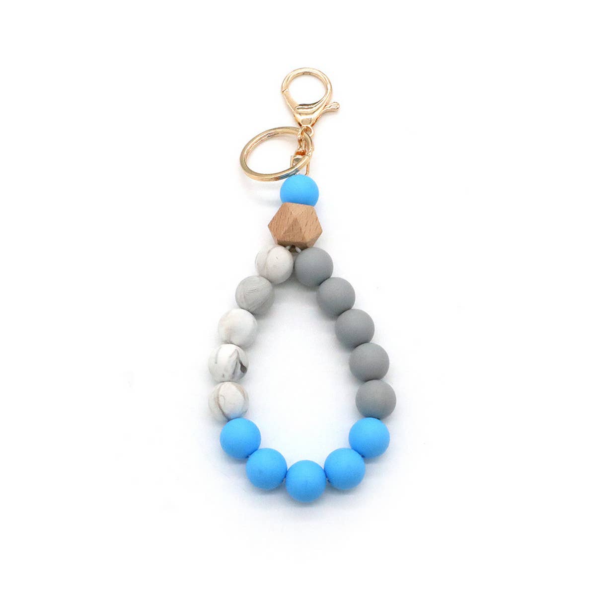 COLORFUL SILICONE BEAD BRACELET KEYCHAIN