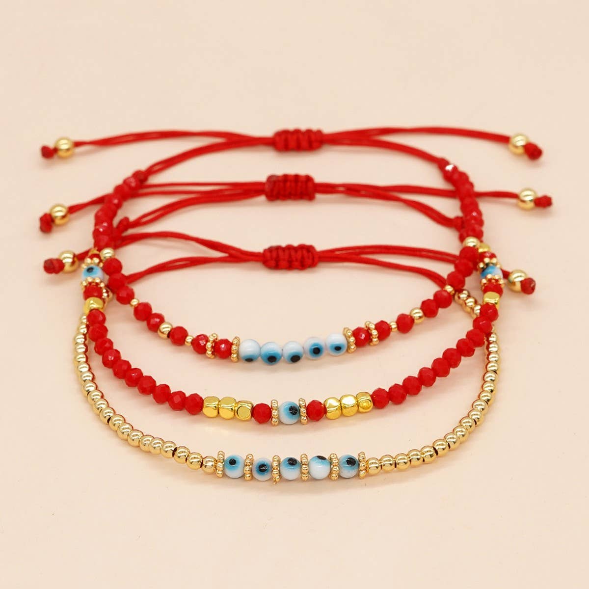 MULTI-COLOR GLASS FLAT DEVIL EYE BRACELET