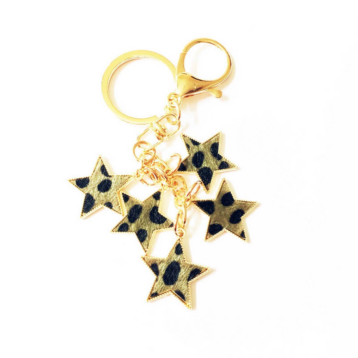 NEW LEOPARD PRINT FIVE-POINTED STAR KEYCHAIN