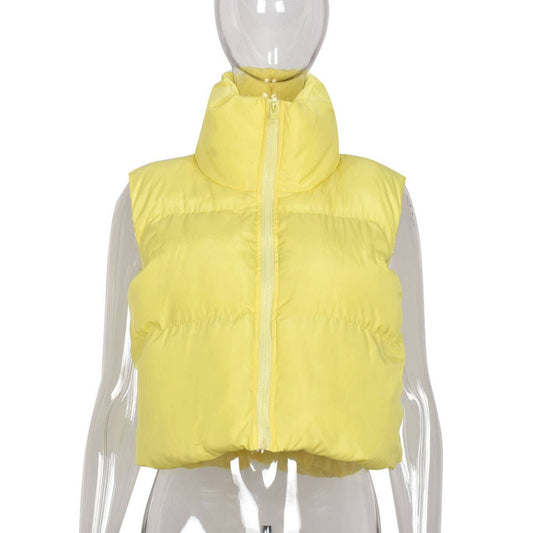 VELVET ZIPPER VEST WARM PADDED STREET COAT