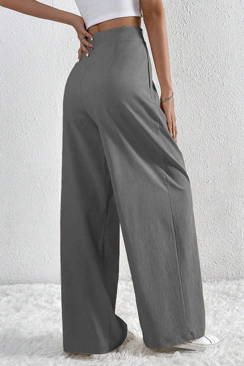 CWBLP1422_PLEATED CASUAL WIDE-LEG LOOSE TROUSERS