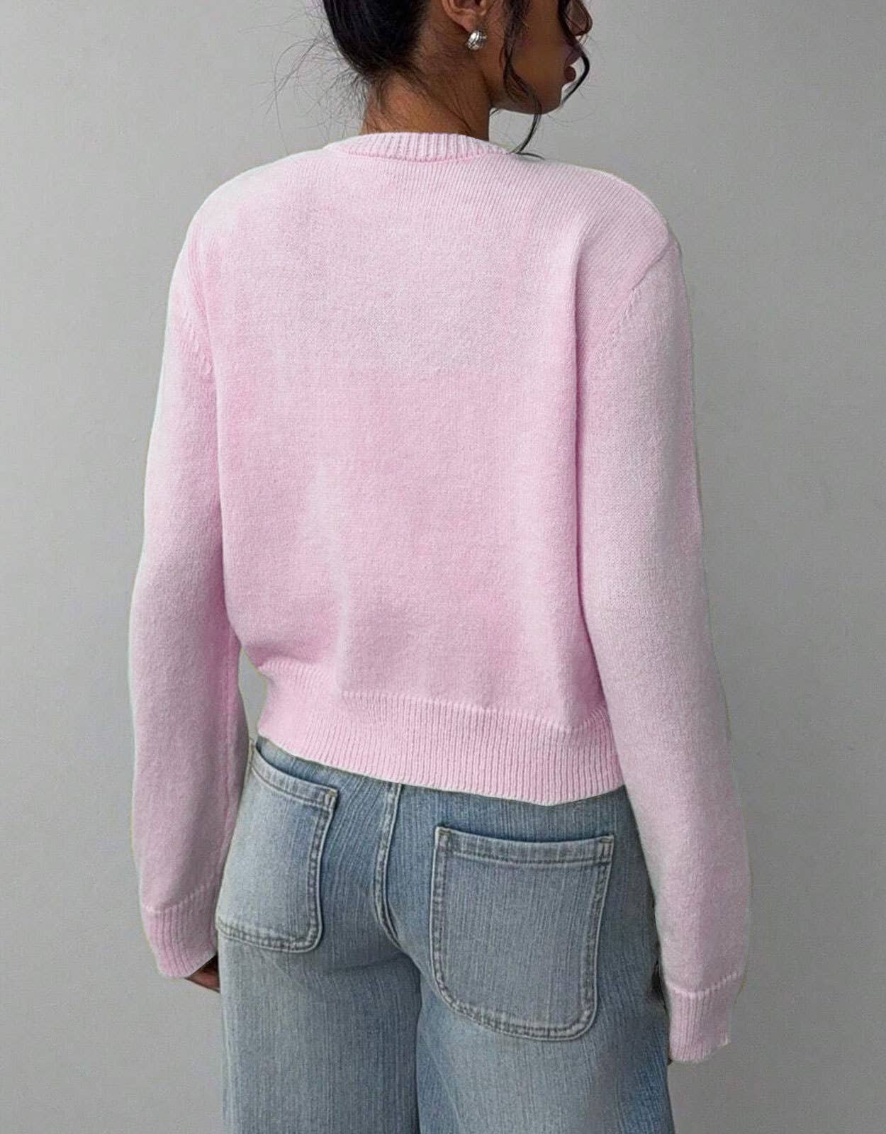 Thin,round-neck,single-breasted short cardigan