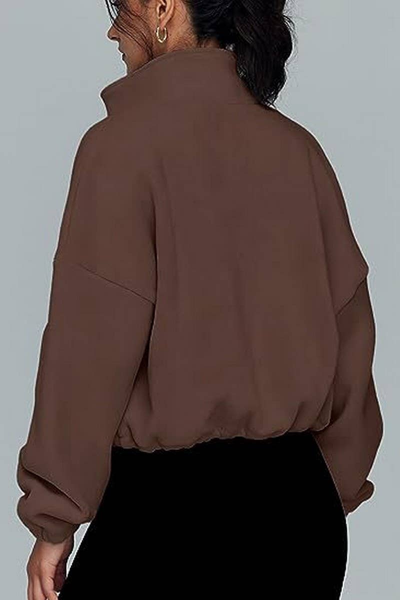 CWOCO00163_ZIPPER STAND COLLAR SPORTS SWEATSHIRT COAT