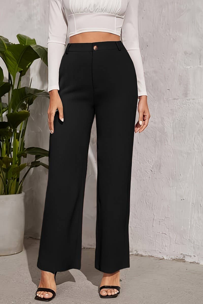 CWBLP2079_SOLID HIGH WAIST SLIM COMFORT DRESS PANTS