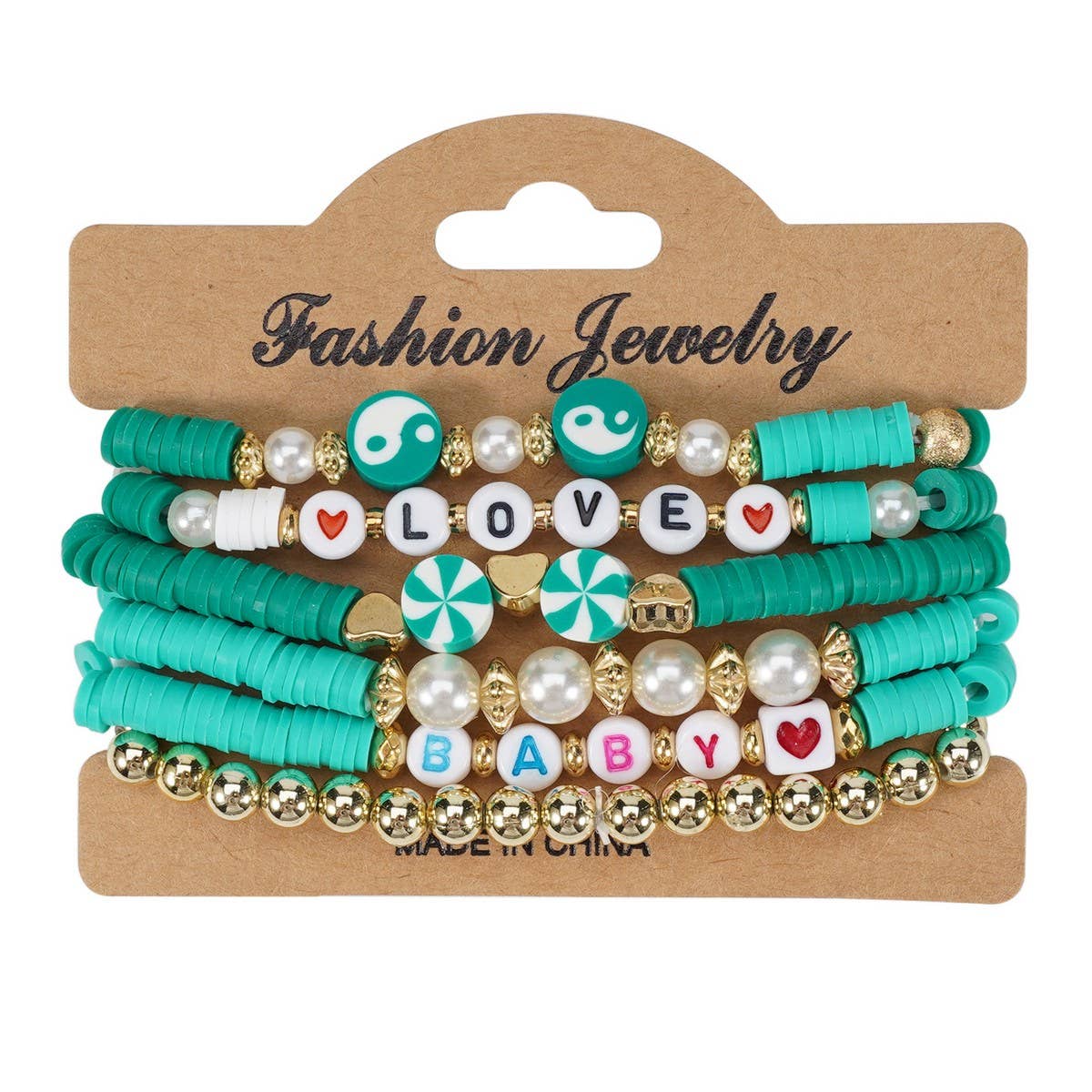 CWAJE05700_CUTE SMILEY RAINBOW BEADED FRIENDSHIP BRACELET