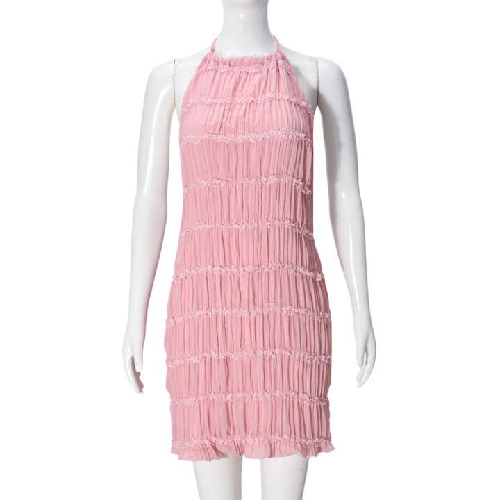 Backless pleated short, personalized dress