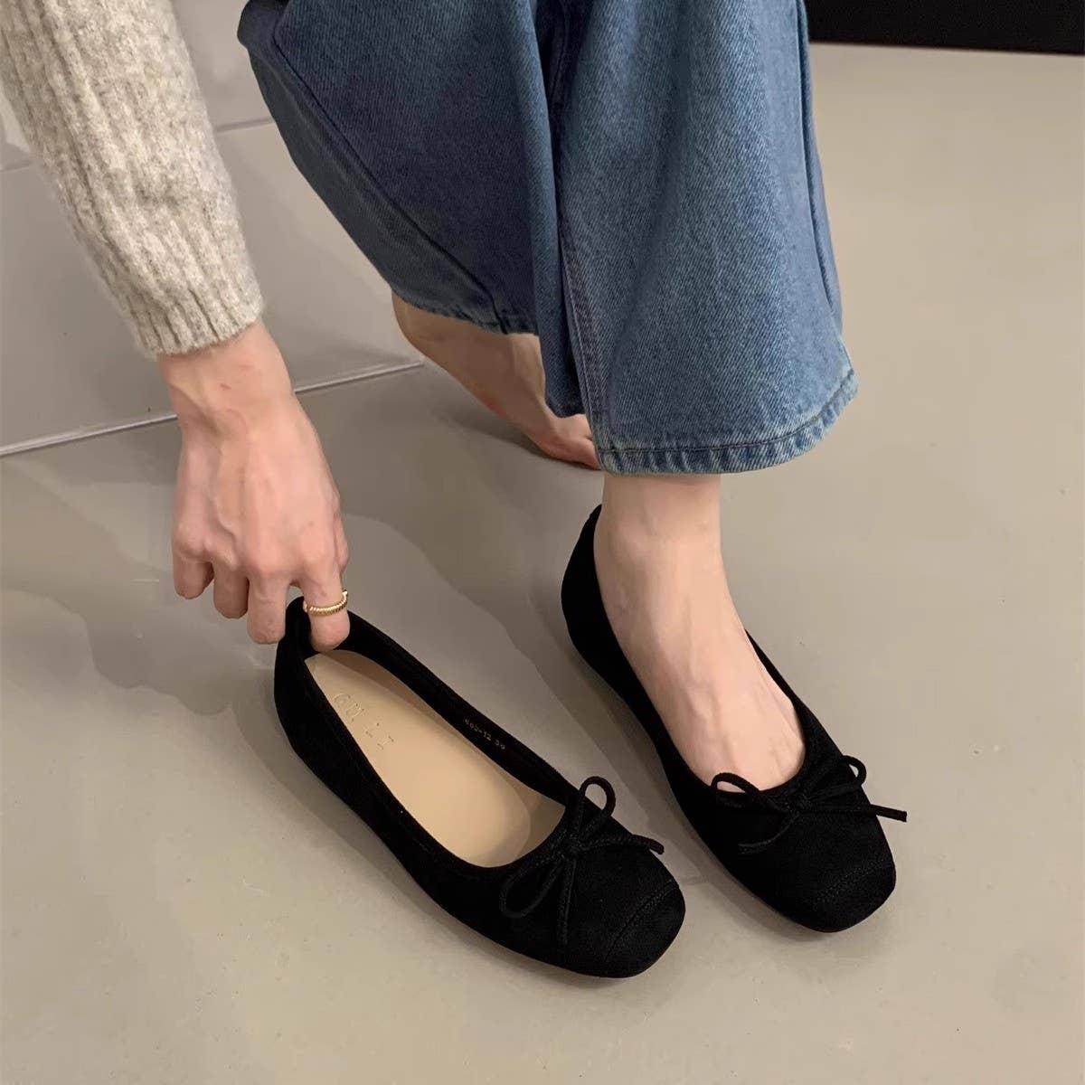 Red Wedge Ballet Flats for Women Fairy Style_CWSHF0090