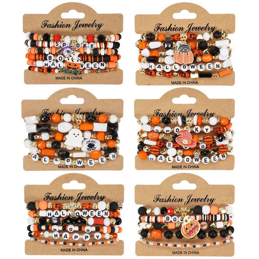 CWMM10458_HALLOWEEN CRYSTAL CLAY BEADED CHARM BRACELET