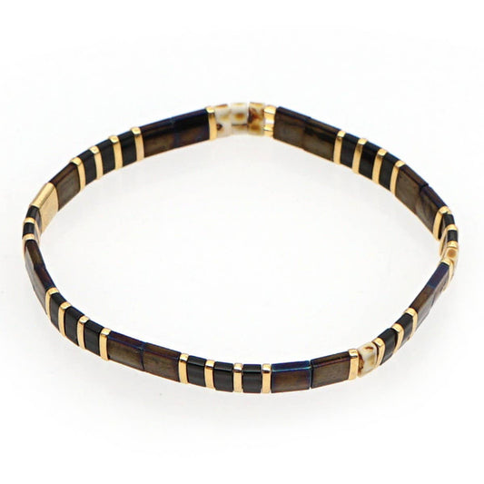 MULTI-LAYERED TILA BEADS BRAIDED GOLD BEAD BRACELET