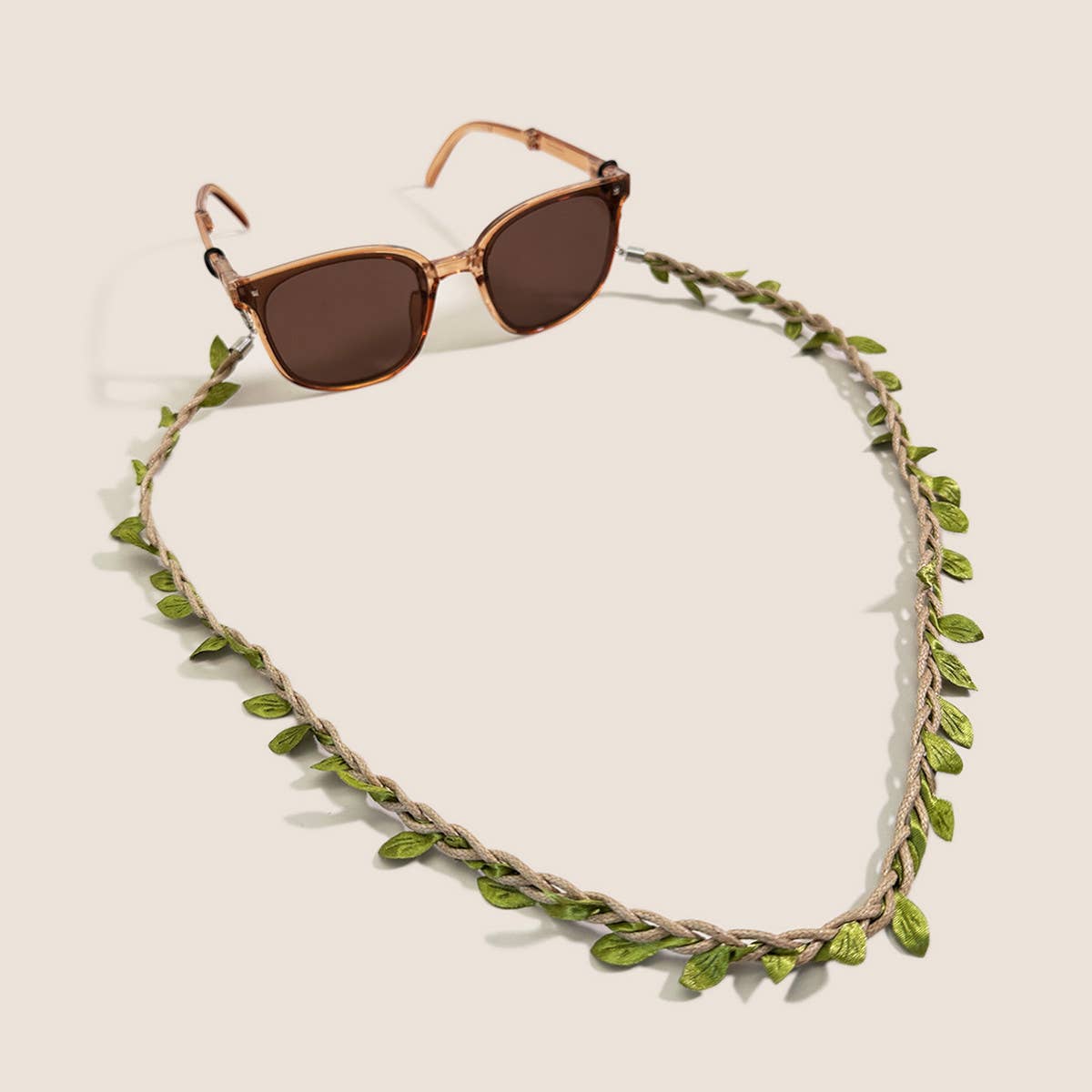 BRAIDED BRANCHES AND LEAVES GLASSES LANYARD_CWMM1159