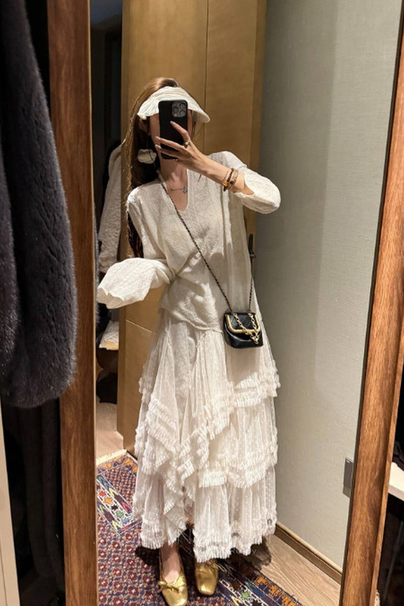 CWBLS00714_2025 FLORAL MESH RUFFLE IRREGULAR MAXI SKIRT