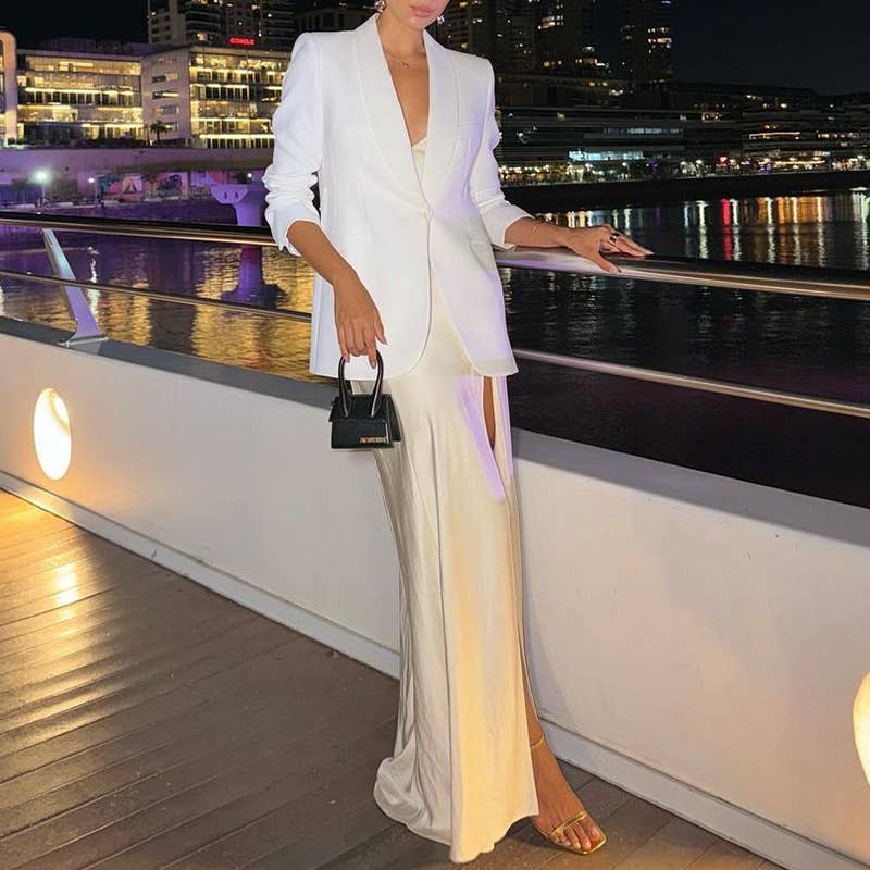 FASHION LONG SLEEVE SOLID COLOR SUIT JACKET