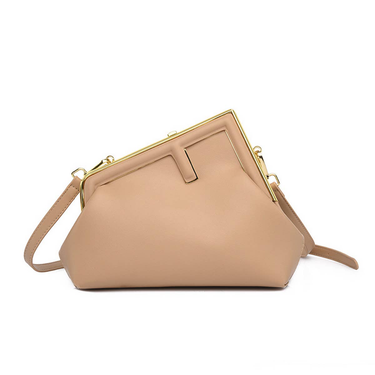 RETRO SIMPLE METAL CLIP SHOULDER BAG_CWAB1598