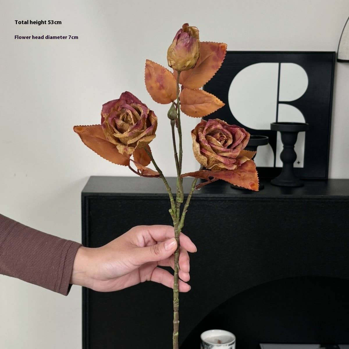 Vintage Autumn Oil Painting Burnt Rose