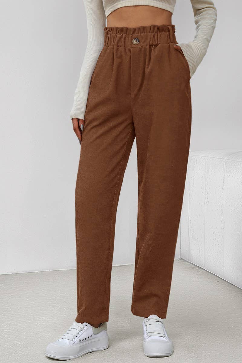 CWBLP00937_CASUAL SOLID ELASTIC WAIST CORDUROY PANTS