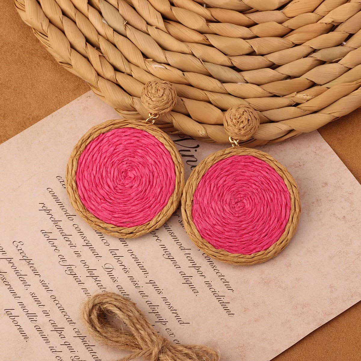 NEW VINTAGE SIMIAN GRASS VINE WOVEN EARRINGS_CWAJE4011