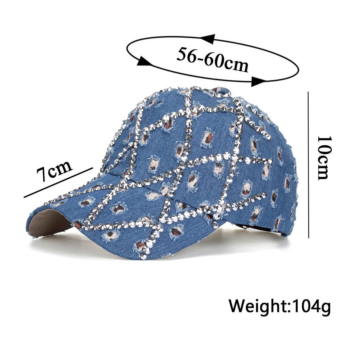 Women's Studded Denim Leopard Baseball Cap Sun Hat CWAH1528