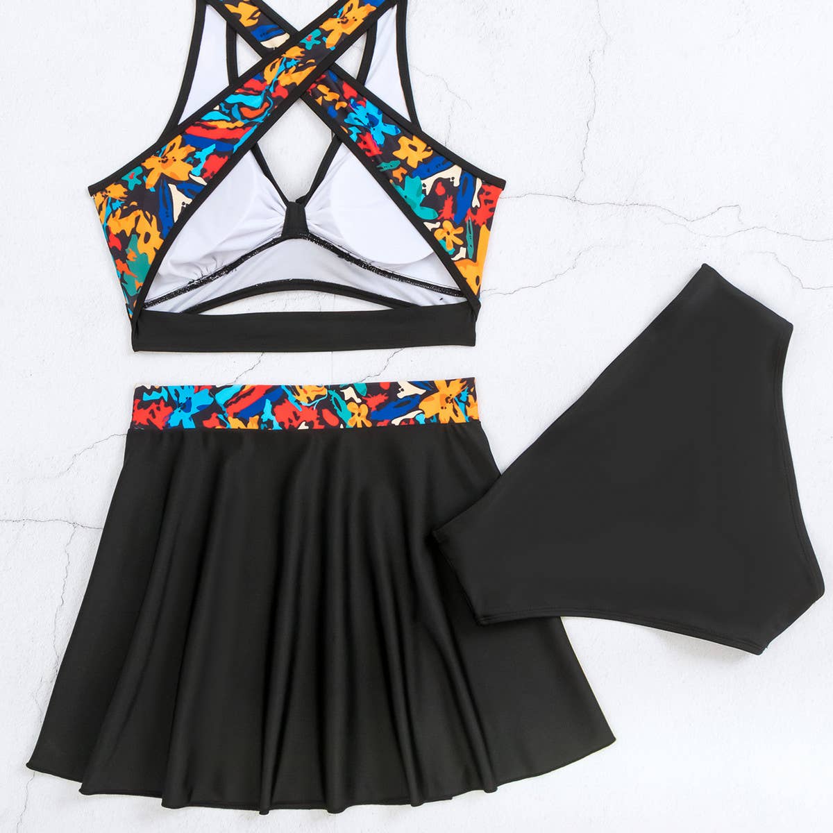 PRINTED CUTE SKIRT THREE-PIECE SWIMSUIT_CWMW0324