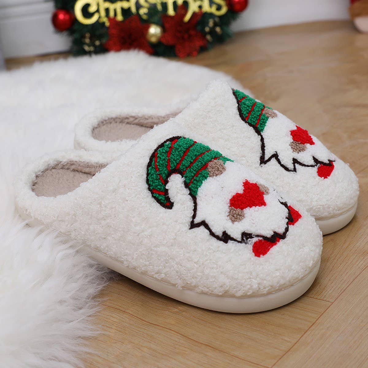 CHRISTMAS DWARF PATTERN WINTER COTTON SLIPPERS