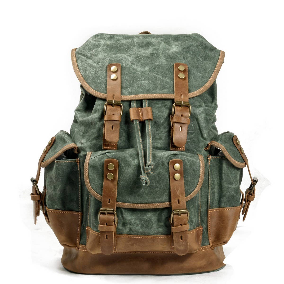 Canvas Leather Hiking Backpack for School & Travel_CWAB5518