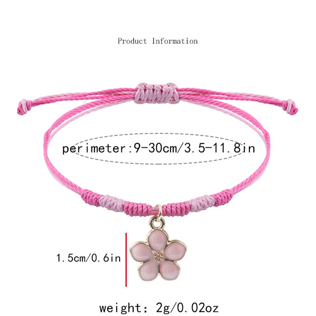 PINK FOUR LEAF CLOVER LOVE WOVEN BRACELET_CWAJE0732