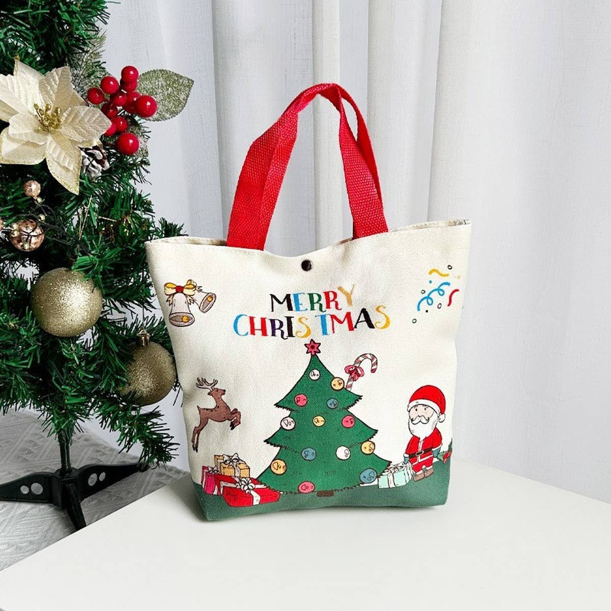 CWMM9357_CHRISTMAS EVE GIFT CANDY APPLE TOTE BAG