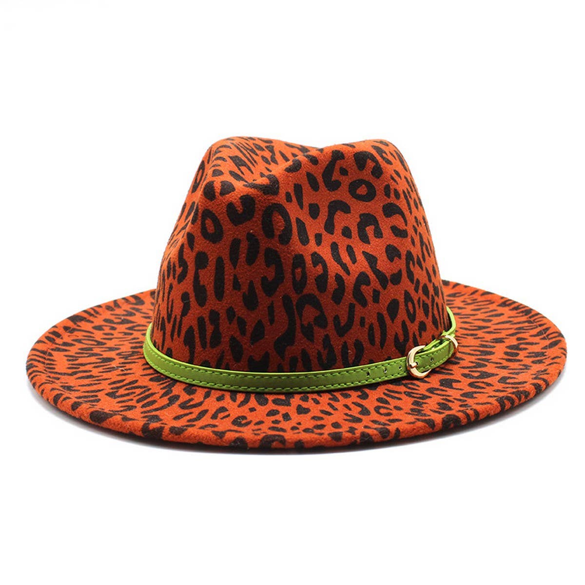 JAZZ HAT LEOPARD PRINT WOOLEN HAT WIDE BRIM HAT_CWAH2601