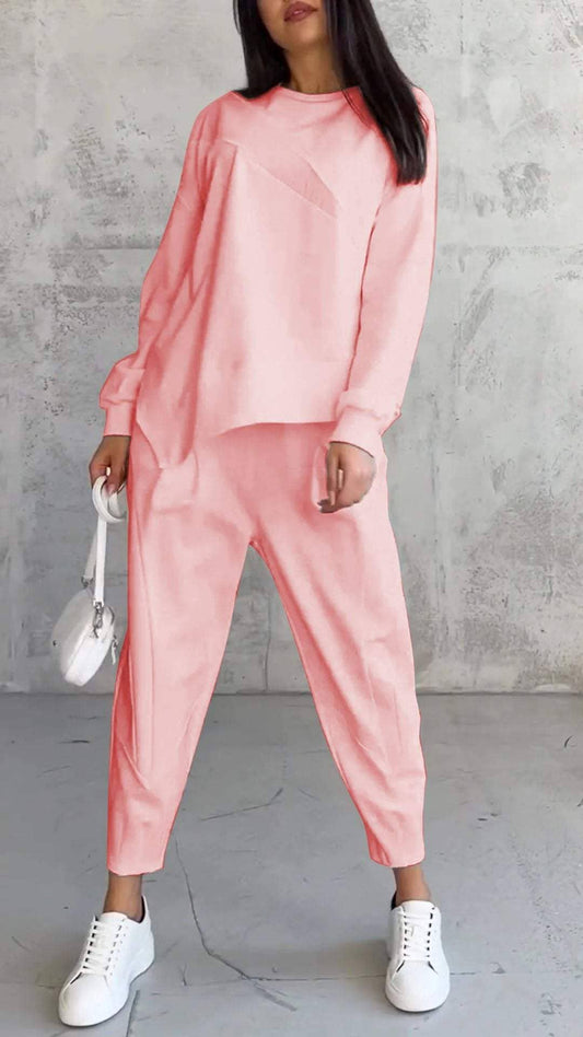 Round-neck loose irregular long-sleeved suit