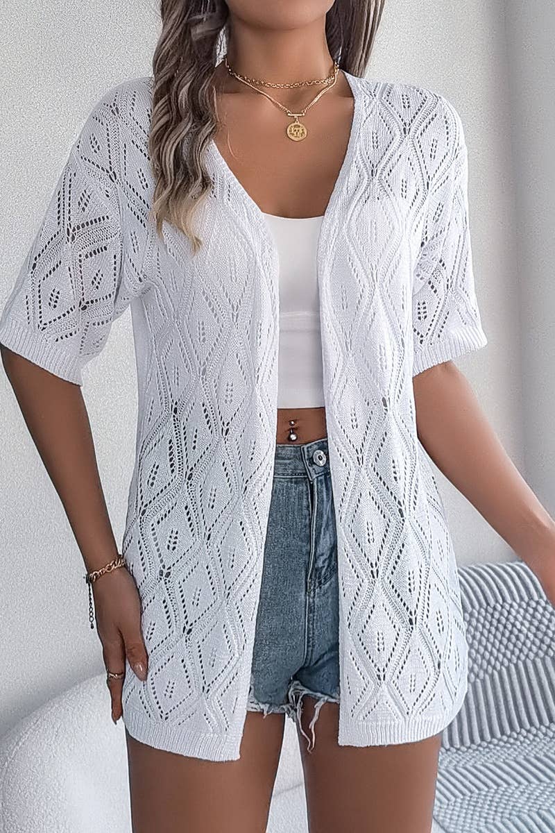 CWTBLS1055_SUMMER HOLLOW KNIT BEACH SUNBLOCK TOP