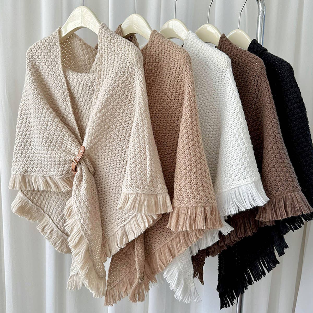 Winter Tassel Cape Scarf Shawl for Warm Layering