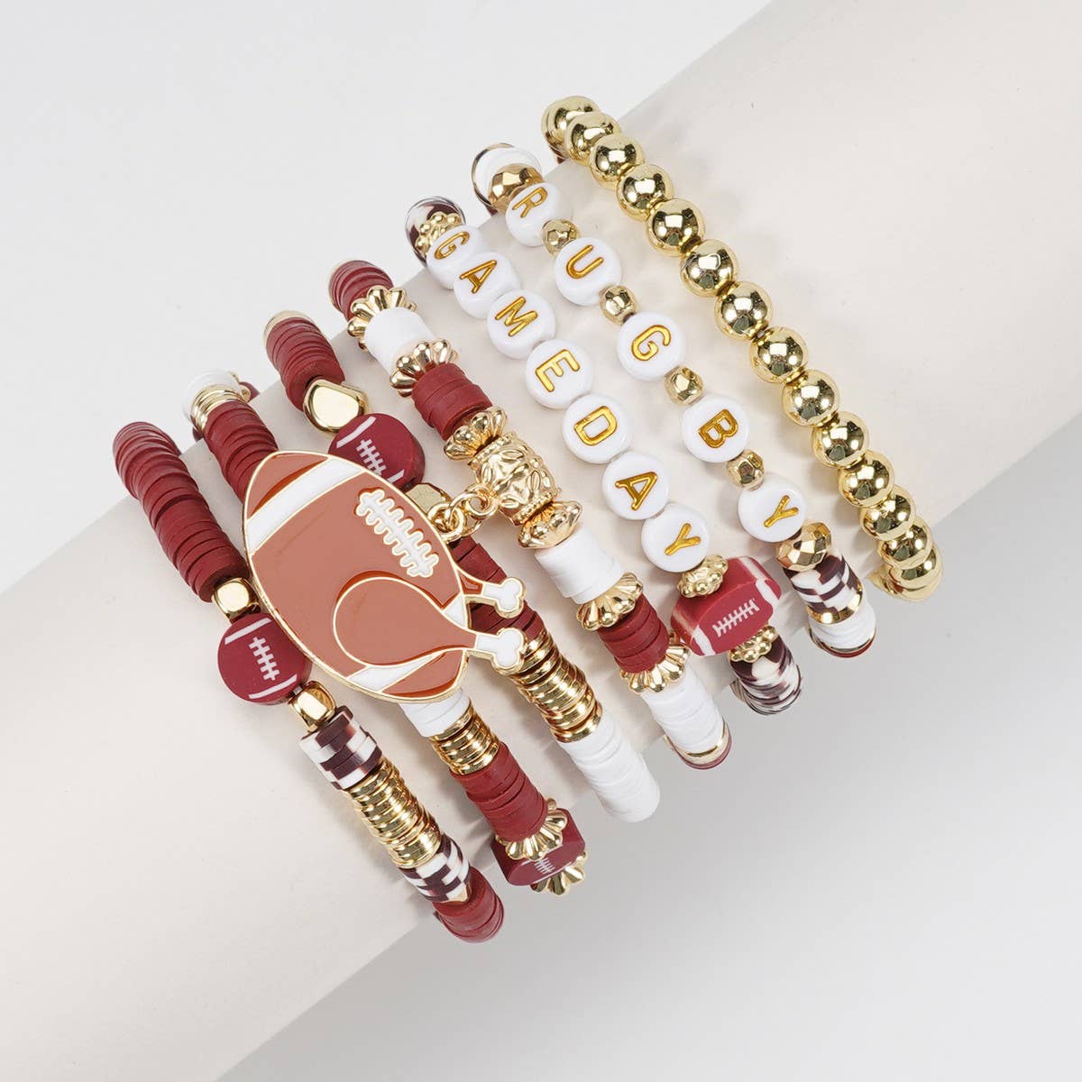 CWMM10459_FOOTBALL MOM GAME DAY BEADED ELASTIC BRACELET