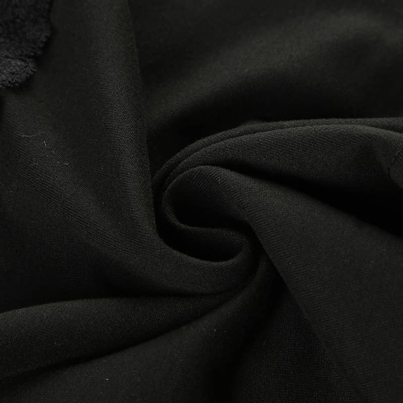 U-neck slim fit lace patchwork long sleeve Top