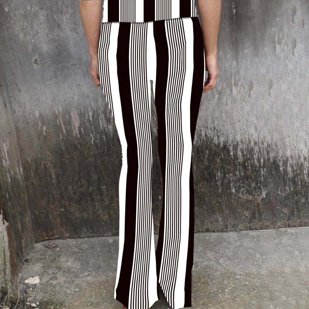 PRINTED TIGHT HEIGHT WAIST CASUAL FLARE PANTS