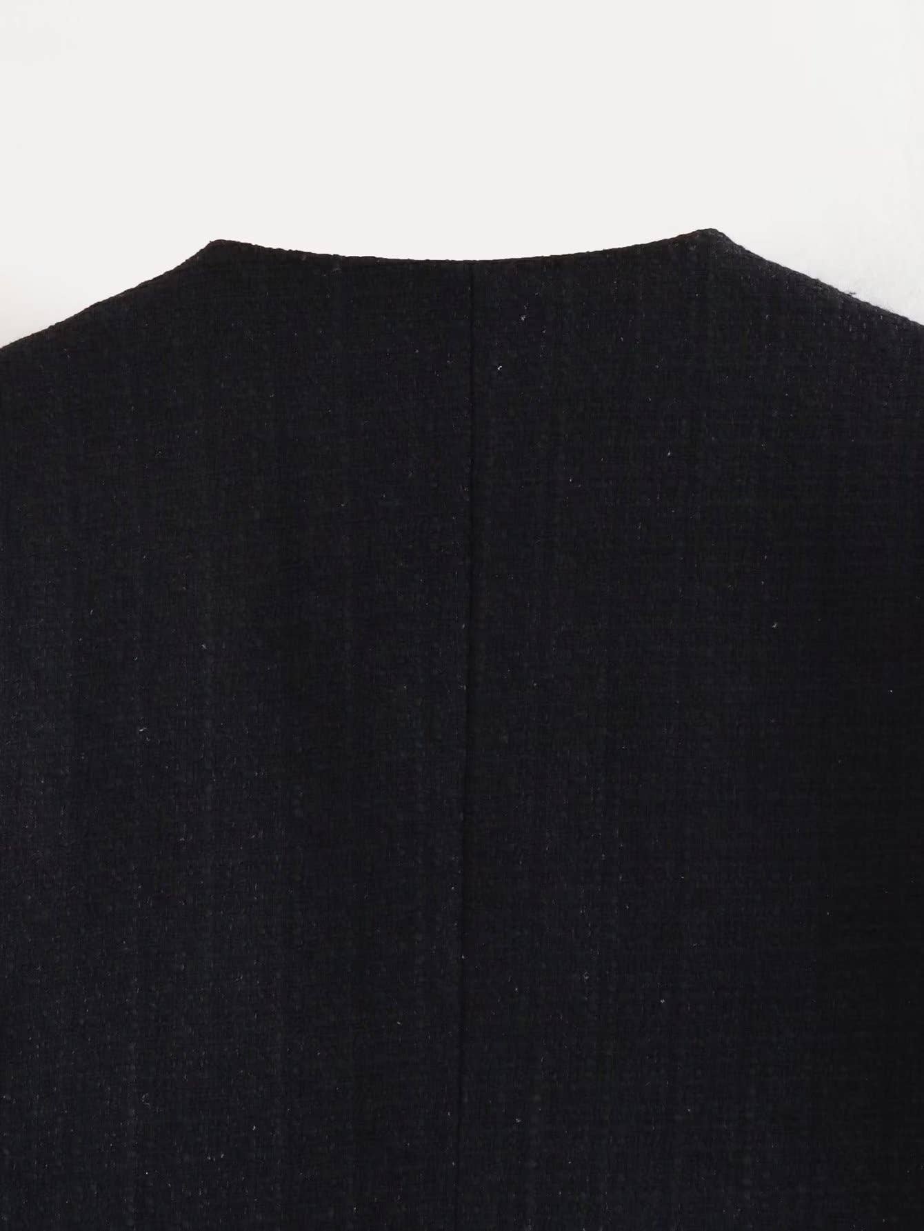 Solid-color textured casual chanel-style coat