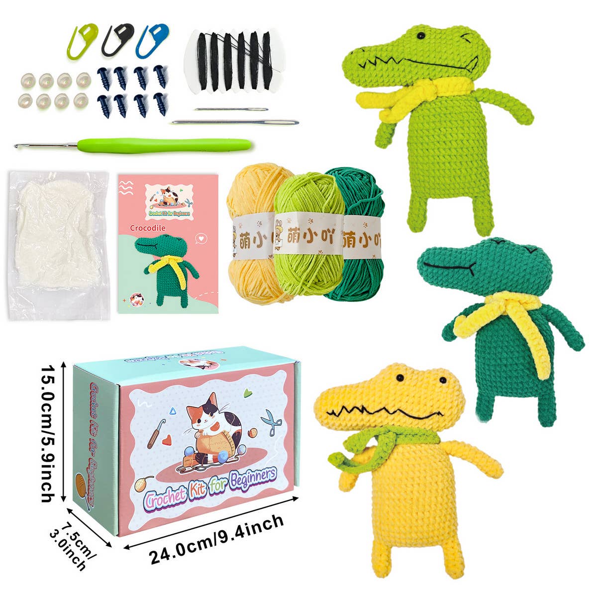 HANDMADE CROCODILE DOLL CROCHET MATERIAL KIT