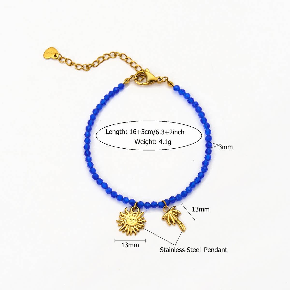 Original Natural Stone Bracelet withSunflowerCharm_CWAJE4593