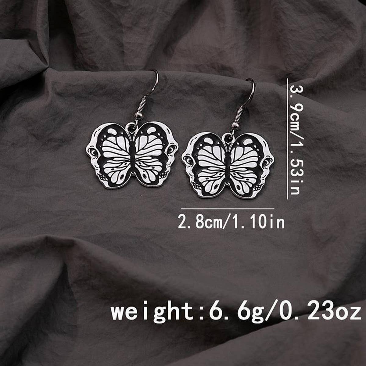 HALLOWEEN SKULL DARK BUTTERFLY EARRINGS