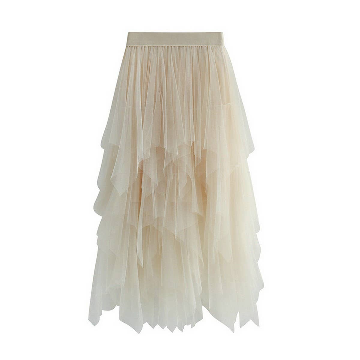 Asymmetrical Tulle High-Waist Midi Skirt_CWBMS0398