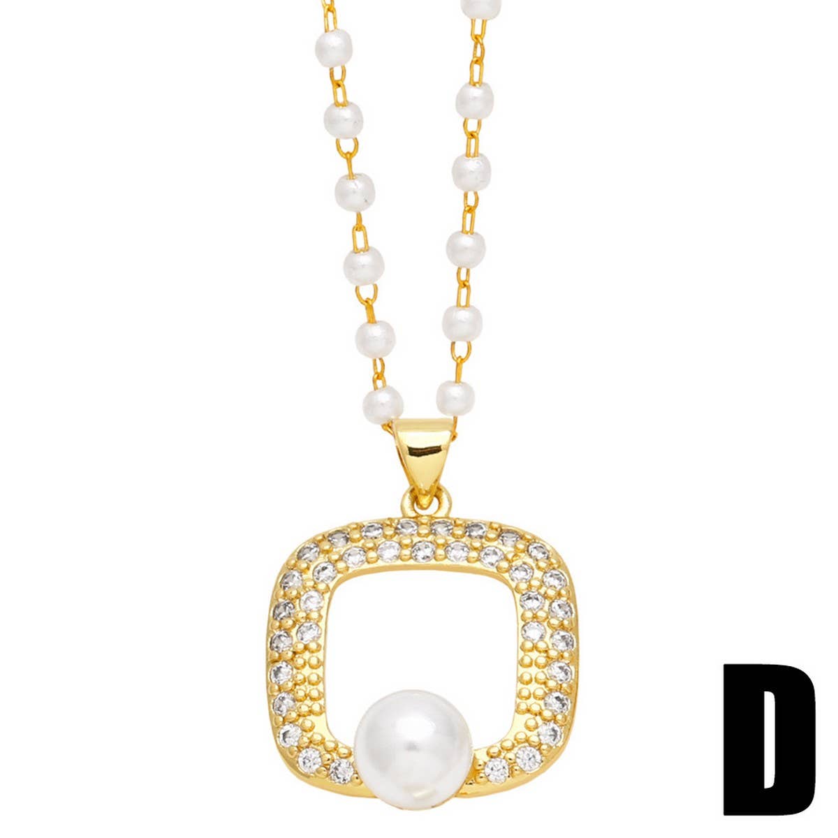 FASHIONABLE DIAMOND INLAID FLOWER PEARL NECKLACE