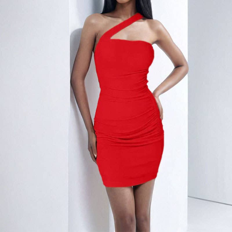 Off-shoulder slim fit sexy bodycon mini dress